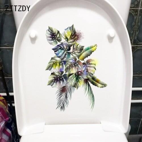 ZTTZDY 17.2×24.6CM Colorful Tropical Plants Home Living Room Wall Sticker Cartoon Bathroom Toilet Decor T6-0177