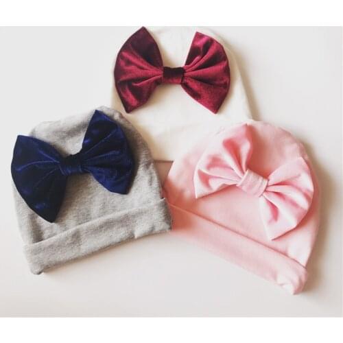 Fashion Baby Girl Hat with Bow Candy Color Infant Baby Beanie Cap Accessories 1 PC