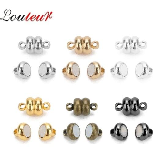 10pcs Round Copper Strong Magnetic Clasps For 7mm Leather Cord Bracelets Connectors for DIY Jewelry Making For Beginner Necklace
