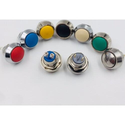 12mm Ball Round Head Reset Screw Solder Pin Feet Waterproof Metal Push Button Switch 3A220V Car Auto Horn Door Bell Swtich PC