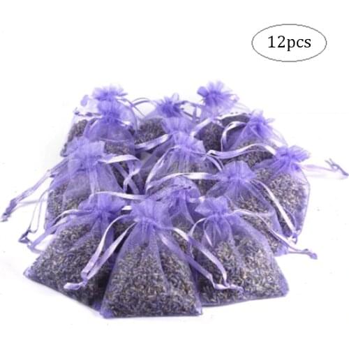 12pcs Lavender Scented Sachets Bag Dried Flower Sachet Flower Buds Bags Aromatherapy Car Room Air Refreshing Sachet