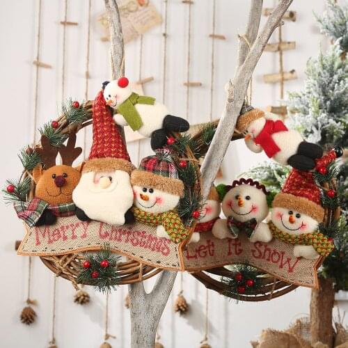 2020 Merry Christmas Tree Ornaments Cartoon Christmas Doll Children Snowflake Plaid Santa Claus Elk Doll for Home New Year Gifts