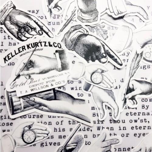 22Pcs/Set Vintage Black White Lady Hand Paper Sticker DIY Craft Scrapbooking Album Junk Journal Planner Decor Stickers