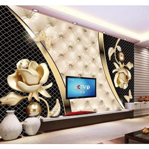 3D wall murals wallpaper custom picture mural 3d wall paper European pattern 3D luxury diamond soft case TV backdrop wall decor