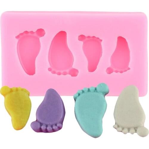 3D Cute Baby Feet Silicone Mold Cupcake Topper Chocolate Fondant Molds DIY Cake Decorating Tools Candy Polymer Clay Resin Moulds