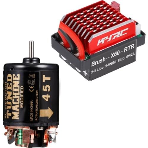 540 Brushed Motor RC Crawler Motor 35T 45T 55T 3-Slot and 60A ESC Brushed Electric Speed Controller 6V/2A BEC for 1/10 RC Car