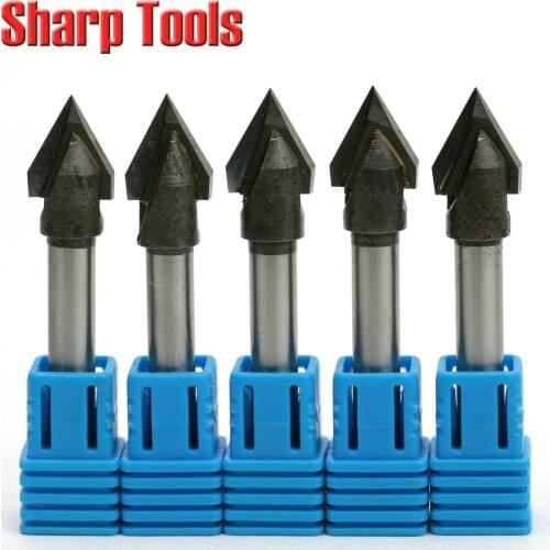 6x10mm 60 Degree V Groove Woodworking Tools Router Bits Set Chamfer Milling Cutter 3D Engraving Solid Carbide End Mills for Wood