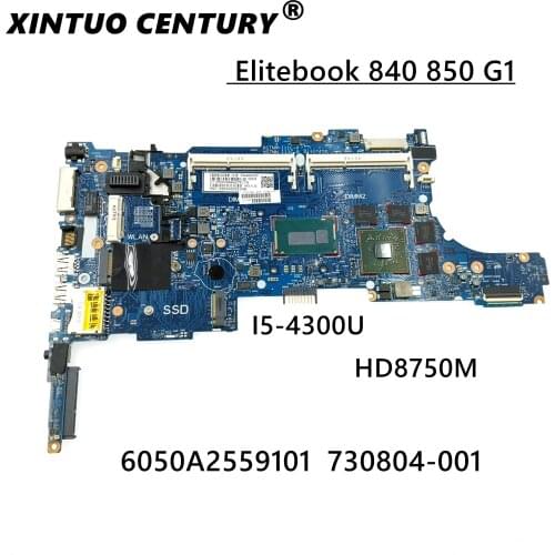 For HP Elitebook 840 850 G1 I5-4300U HD8750M Mainboard 730804-001 730804-501 Laptop motherboard 6050A2559101-MB-A03 DDR3