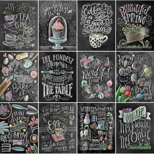 Diamond Painting 5D Blackboard Drawing Square/Round Diamond Embroidery Mosaic Picture Rhinestones Cartoon Beaded Wall Art
