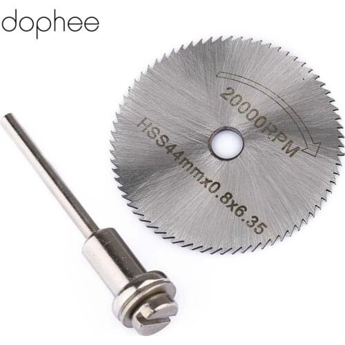 Dophee 1 PC Steel Rotary Tools Circular Cutting Cut Off Wheel Disc w/ Mandrel for ABS Wood Plastic Cutter Saw Blade Cutter 44MM