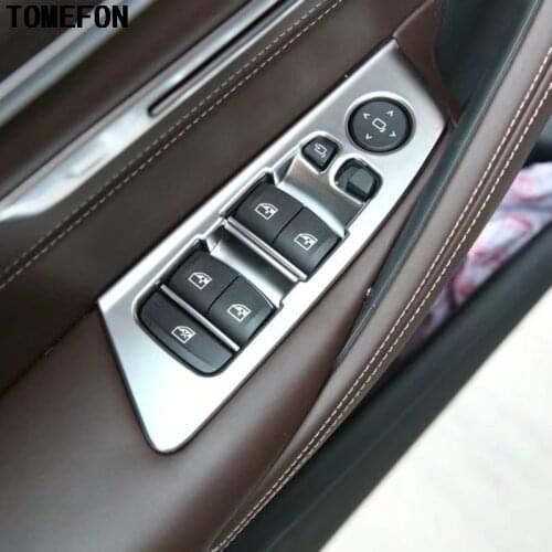 For BMW 5 Series G30 2017 2018 ABS Chrome Car Interior Inner Door Armrest Window Lift Switch Button Cover Trim 4PCS
