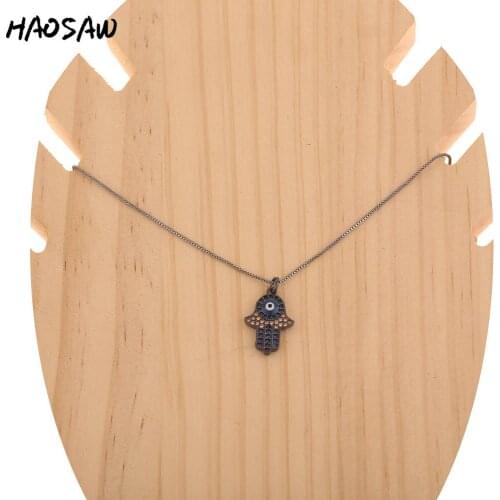 HAOSAW Choose Color/Micro Pave Charms/Hand Pendant Necklace/Gunblack Charm Necklace/Women Jewelry Making