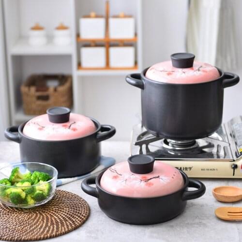 Handmade Chinese casserole pot home cooking soup noodle porridge high temperature stew hot milk ceramic pot stewpan saucepan
