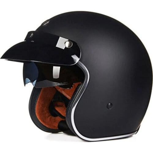 Classic retro motorcycle helmet 3/4 open face motorbike helmet with black sunglasses and helmet visor for adults