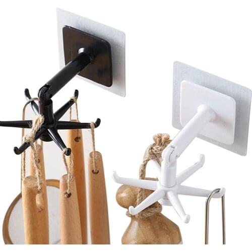 Kitchen Rotate Storage Rack Cupboard Shelf Hanging Hook Organizer Closet Clothes Shelf Hanger Wardrobe Holder Kitchen Storage