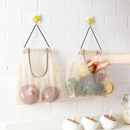 Kitchen Organizer Eco Friendly Reusable Vegetable Garlic Mesh Storage Bag Fruit Mesh Bag Gauze Bag Eye Insect-Proof Filter Woven