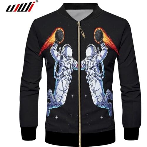 UJWI Man New Starry Astronaut Zip Jacket 3D Printed Harajuku Hip Hop Pattern Mens Casual Big Size Coat 5XL Dropshipping