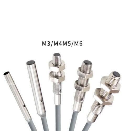 M3 M4 M5 M6 Mini Proximity Switches Inductive Sensor Switch with Thread without Thread NPN PNP NO 3Wires 0.6mm 0.8mm 1mm 1.5mm