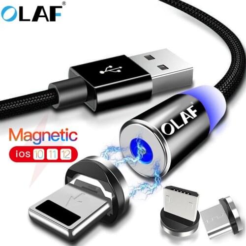 OLAF Magnetic USB Cable 1M 2M Nylon Fast Charging Magnet Micro USB Type C Cable For iphone 7 X Xs Max Samsung S9 Huawei Xiaomi