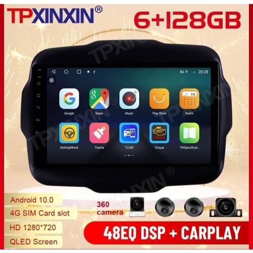 2 Din Carplay Android Radio Receiver Multimedia Stereo For Jeep Renegade 2014 2015 2016 2017 2018 GPS Video Recorder Head Unit