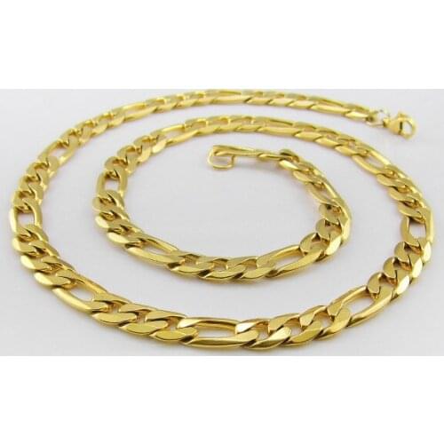 Fashion Men Male Link Chain Necklace Gold Stainless Steel Hollow Figaro Snake Cuban Chain Necklace Jewelry