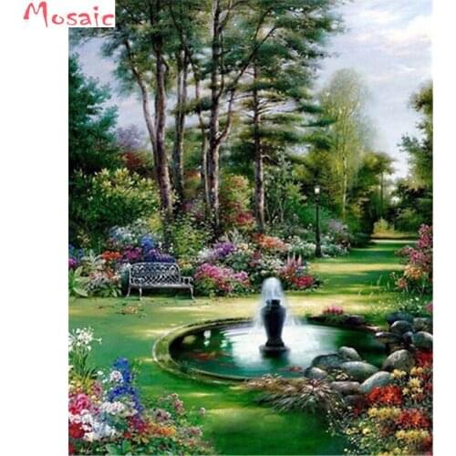 Diy 5d Diamond painting cross stitch kits Garden park landscape diamond mosaic pattern diamond Embroidery full display crafts