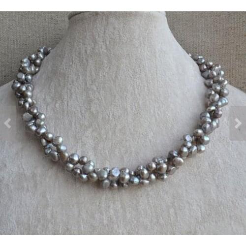 New Arrival Favorite Pearl Necklace Dark Gray Color 18 inches 6-7mm Freshwater Pearl Baroque Necklace Women Gift Fine Jewelry