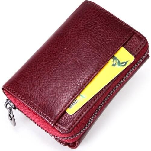 New Womens Wallets Leather Female Purses Small Wallet Genuine Leather Ladies Short Wallet Female Short Clutch Bags Card Holder