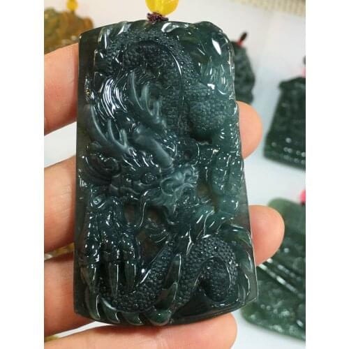 Real 7A Myanmar jade Hand-Carved jade dragon emperor green jade pendant jade necklace pendants jewelry jade necklaces woman