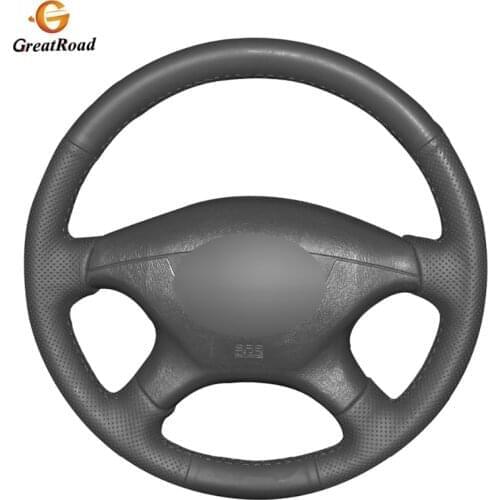 Hand-stitched Black Genuine leather Car Steering Wheel Cover for Mitsubishi Pajero Sport 2004