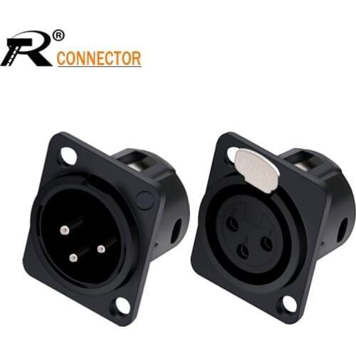 10Pcs XLR 3-pole Nickel-plated Male Plug Socket Female Audio Jack Panel Mount Socket Chassis XLR Microphone MIC Wire Connector