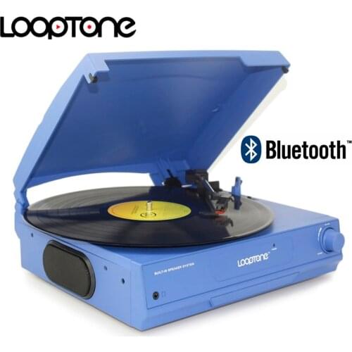 LoopTone Belt Drive 33/45/78 RPM Bluetooth Vinyl LP Record Player Turntable Disc Built-in Speakers Headphone Jack&RCA Line-out