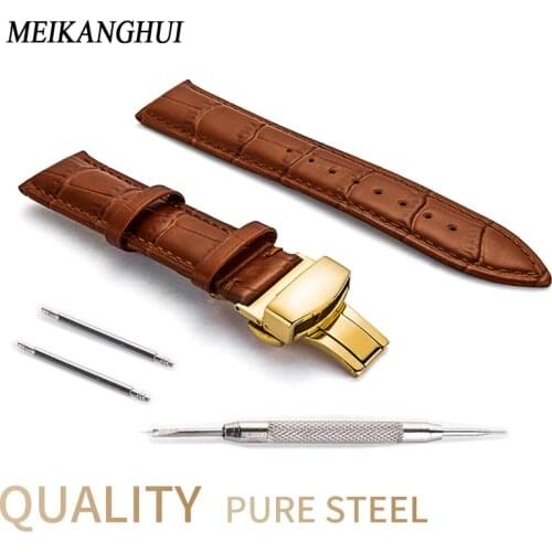 Watchband 12 13 14 15 16 18 19 20 21 22 24mm Soft Calf Genuine Leather Watch Strap Alligator Grain Watch Band for Tissot Seiko