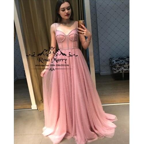 Luxury Pearls Beaded Plus Size Prom Dresses 2020 A Line Cheap Long Vestido De Festa 2K20 Formal Evening Party Gowns