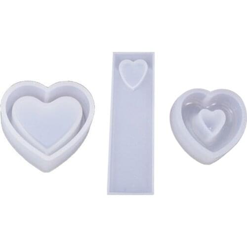 Crystal Epoxy Resin Mold Heart Shaped Box Hollow Pendant Bookmark Casting Silicone Mould Handmade DIY Crafts Making Tool