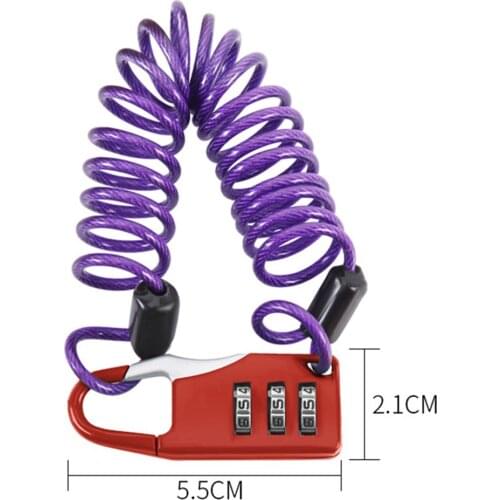 Helmet Combination Lock Cable Security Helmet Lock Motorcycle Combination Lock Carabiner For Motorbike Bicycle Scooter Helmet