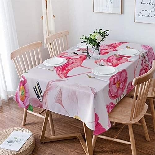 Flamingos and Floral Table Cloths Tables Cover for Kitchen Dining Banquet Parties Pink