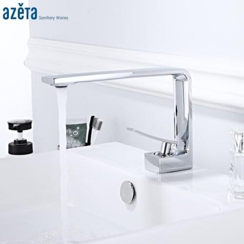 Azeta Special Design Basin Faucet Brass Chrome Modern Crane Washbasin Tap Bathroom Single Handle Deck Mounted Basin Mixer AT7916