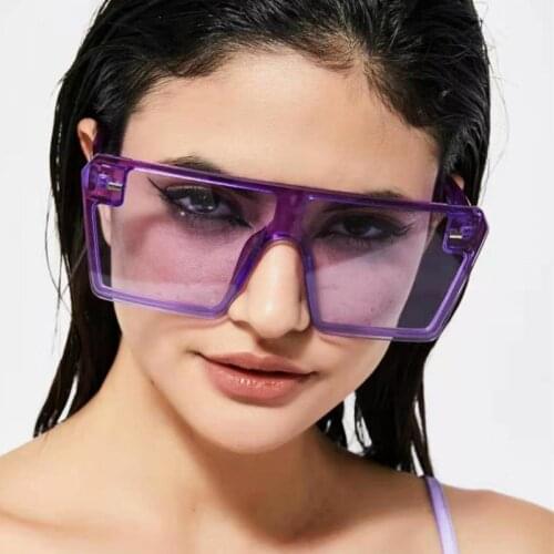 Fashion Rimless Square Sunglasses Women 2020 Luxury Brand New Purple Oversized Sunglasses Men Trend Female Eyewear Glasses UV400