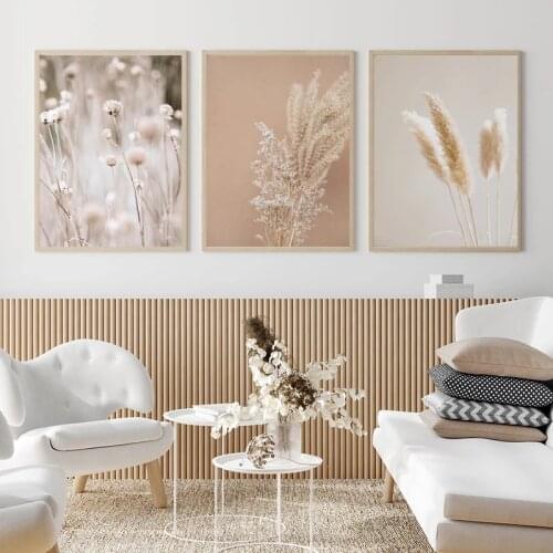 Modern Bohemian Plant Posters and Prints Pampas Grass Plants Natural Wall Art Prints Canvas Gallery Mural Living Room Home Decor