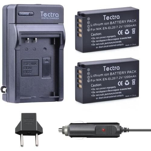 Tectra (2pcs/pack) EN-EL20 EN EL20 Camera BATTERY +Digital Charger+Car Plug for Nikon 1 J1 J2 J3 S1 Camera Drop shipping z1