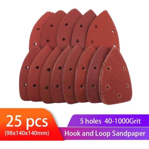 25pcs Self-adhesive Sandpaper Triangle Sander Sand Paper Hook Loop Sandpaper Disc Abrasive Tools For Polishing Grit 40-1000