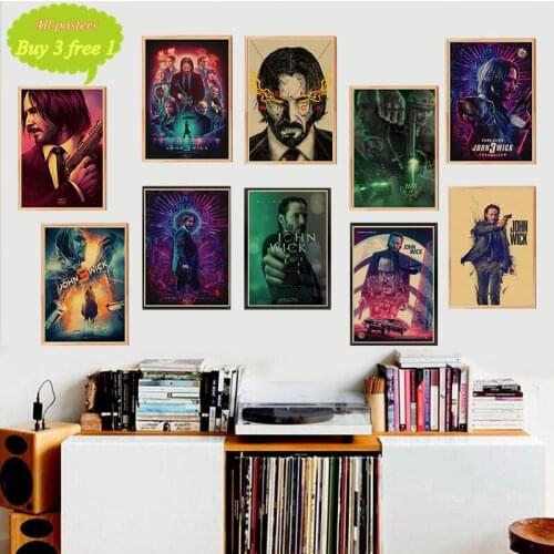 Movie John Wick Vintage Poster kraft paper Wall Stickers Retro Poster Prints For Bar And Home Decor