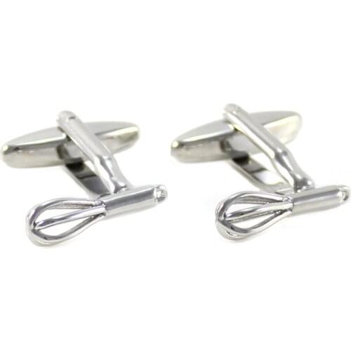 Mens Novelty Silver Tone Whisk Cuff Links Egg Beater Cuff Links Kitchen Tool Cuff Links