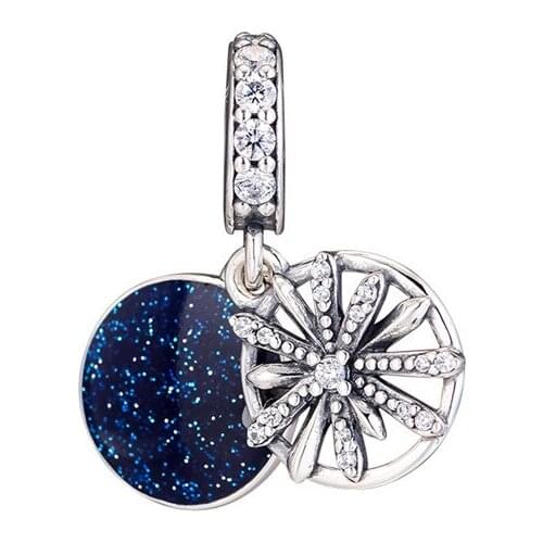 Winter Blue Dazzling Wishes Dangle Charms For Original 925 Silver Bracelets Silver Beads For Jewelry Making Female DIY Charms