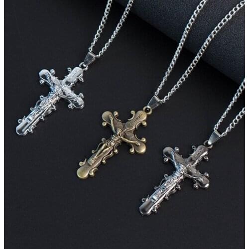 1 PC Jesus Cross Pendant Necklace Jesus Suffer Cross Pendant Necklace Christian Women Men Believer Necklace Dropship New Arrival