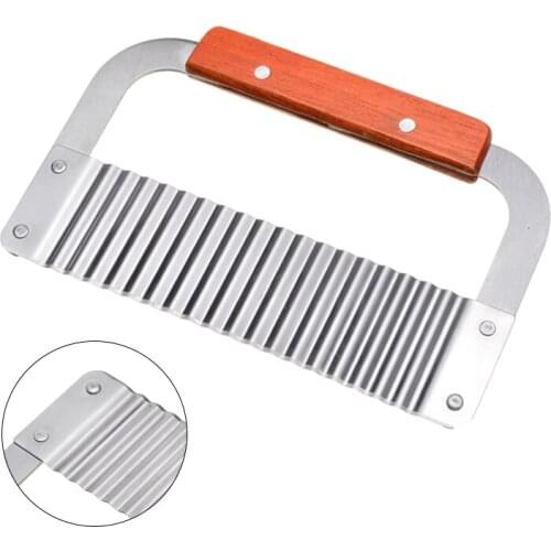 1pc Wooden Handle Wavy Soap Cutter Potato Butter Soap Cutter Stainless Steel Ripple Cutter For Cutting Cheese Blocks