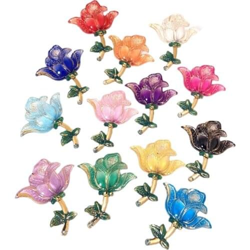 10Pcs/set 50mm Mixed Rose Flower Flatback Scrapbookings Headwear Embellishment Accessories Decoration Bow Center