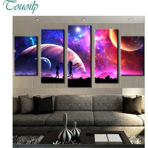 2018 new 5pcs 5D Diy Diamond Cross Diamond Rhinestone Diamond Mosaic Starry sky moon people night Round&Square Home Decor