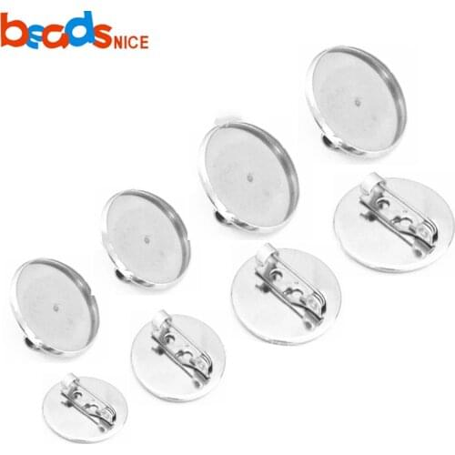 Beadsnice ID38414 30pcs 14mm/ 16mm/18mm Brooch Setting Stainless Steel Easy Lock Pin Brooch